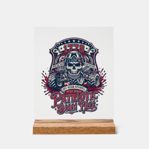 Patriotic 1776 Off Road Skull Monster Truck Heavy Acrylic Sign