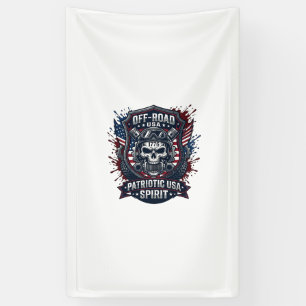 Patriotic 1776 Off Road Skull Monster Truck Heavy Banner