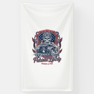 Patriotic 1776 Off Road Skull Monster Truck Heavy  Banner