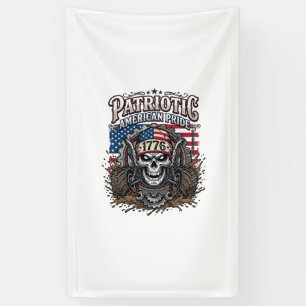 Patriotic 1776 Off Road Skull Monster Truck Heavy Banner