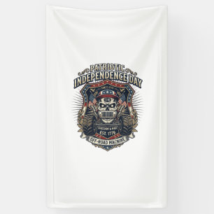 Patriotic 1776 Off Road Skull Monster Truck Heavy Banner