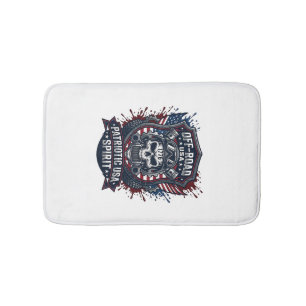 Patriotic 1776 Off Road Skull Monster Truck Heavy  Bath Mat