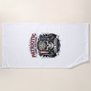 Patriotic 1776 Off Road Skull Monster Truck Heavy Beach Towel