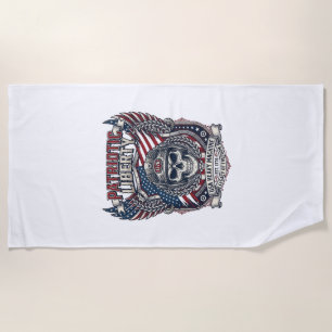 Patriotic 1776 Off Road Skull Monster Truck Heavy Beach Towel