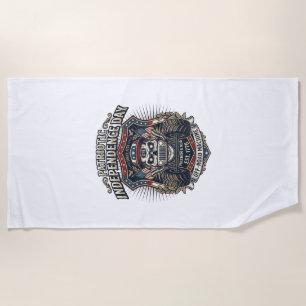 Patriotic 1776 Off Road Skull Monster Truck Heavy Beach Towel