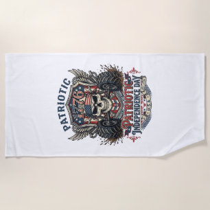 Patriotic 1776 Off Road Skull Monster Truck Heavy Beach Towel