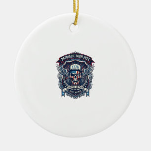 Patriotic 1776 Off Road Skull Monster Truck Heavy Ceramic Ornament