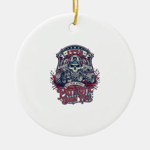 Patriotic 1776 Off Road Skull Monster Truck Heavy Ceramic Ornament