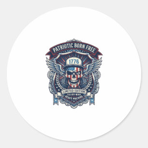 Patriotic 1776 Off Road Skull Monster Truck Heavy  Classic Round Sticker