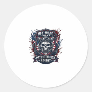 Patriotic 1776 Off Road Skull Monster Truck Heavy Classic Round Sticker