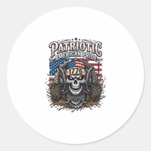 Patriotic 1776 Off Road Skull Monster Truck Heavy  Classic Round Sticker