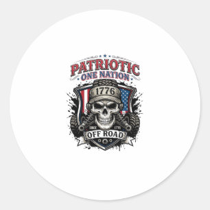 Patriotic 1776 Off Road Skull Monster Truck Heavy Classic Round Sticker