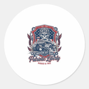Patriotic 1776 Off Road Skull Monster Truck Heavy  Classic Round Sticker