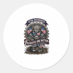 Patriotic 1776 Off Road Skull Monster Truck Heavy  Classic Round Sticker