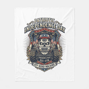 Patriotic 1776 Off Road Skull Monster Truck Heavy Fleece Blanket