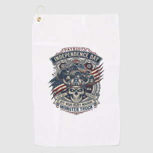 Patriotic 1776 Off Road Skull Monster Truck Heavy Golf Towel