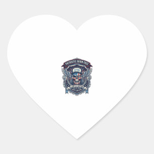 Patriotic 1776 Off Road Skull Monster Truck Heavy  Heart Sticker