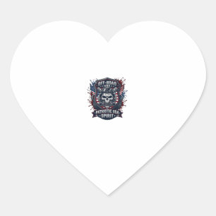 Patriotic 1776 Off Road Skull Monster Truck Heavy  Heart Sticker