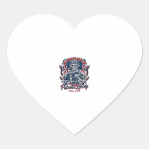 Patriotic 1776 Off Road Skull Monster Truck Heavy  Heart Sticker