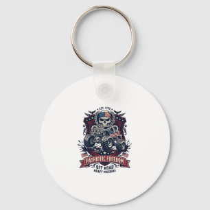 Patriotic 1776 Off Road Skull Monster Truck Heavy Keychain