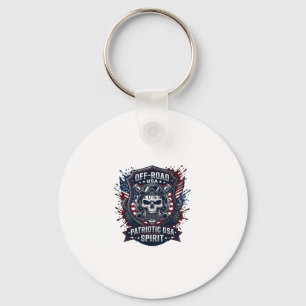 Patriotic 1776 Off Road Skull Monster Truck Heavy Keychain