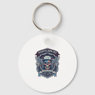 Patriotic 1776 Off Road Skull Monster Truck Heavy Keychain