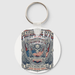 Patriotic 1776 Off Road Skull Monster Truck Heavy Keychain