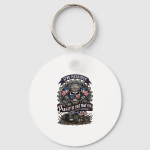 Patriotic 1776 Off Road Skull Monster Truck Heavy Keychain