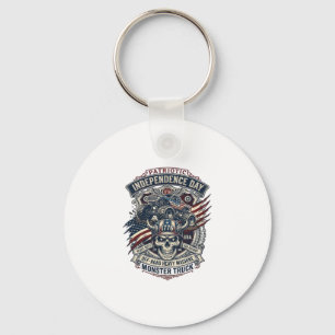 Patriotic 1776 Off Road Skull Monster Truck Heavy Keychain