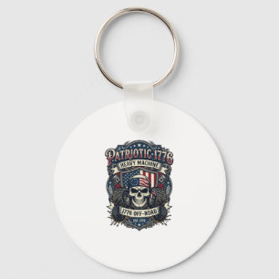 Patriotic 1776 Off Road Skull Monster Truck Heavy Keychain