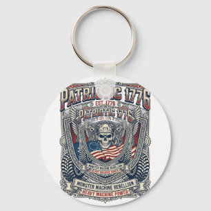 Patriotic 1776 Off Road Skull Monster Truck Heavy Keychain