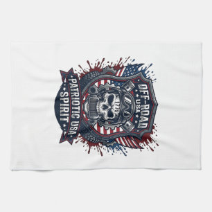 Patriotic 1776 Off Road Skull Monster Truck Heavy Kitchen Towel