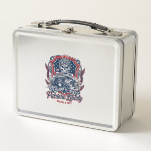 Patriotic 1776 Off Road Skull Monster Truck Heavy Metal Lunch Box