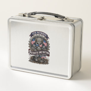 Patriotic 1776 Off Road Skull Monster Truck Heavy Metal Lunch Box