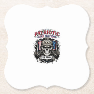 Patriotic 1776 Off Road Skull Monster Truck Heavy  Paper Coaster
