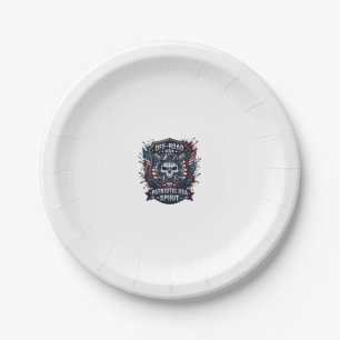 Patriotic 1776 Off Road Skull Monster Truck Heavy Paper Plate