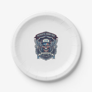Patriotic 1776 Off Road Skull Monster Truck Heavy Paper Plate
