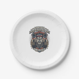 Patriotic 1776 Off Road Skull Monster Truck Heavy Paper Plate