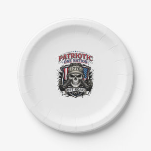 Patriotic 1776 Off Road Skull Monster Truck Heavy Paper Plate