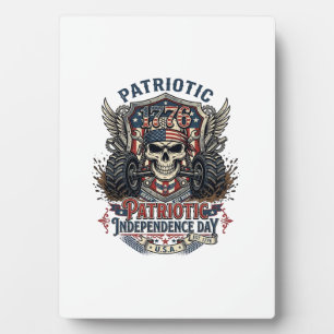 Patriotic 1776 Off Road Skull Monster Truck Heavy  Plaque