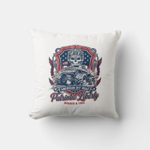 Patriotic 1776 Off Road Skull Monster Truck Heavy Throw Pillow