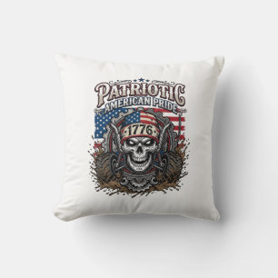 Patriotic 1776 Off Road Skull Monster Truck Heavy Throw Pillow