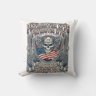 Patriotic 1776 Off Road Skull Monster Truck Heavy Throw Pillow
