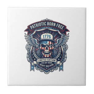 Patriotic 1776 Off Road Skull Monster Truck Heavy  Tile