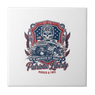 Patriotic 1776 Off Road Skull Monster Truck Heavy  Tile