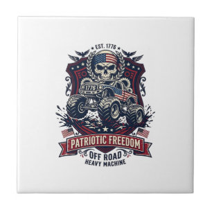 Patriotic 1776 Off Road Skull Monster Truck Heavy  Tile