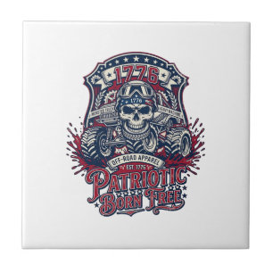 Patriotic 1776 Off Road Skull Monster Truck Heavy Tile