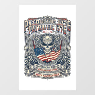 Patriotic 1776 Off Road Skull Monster Truck Heavy Window Cling