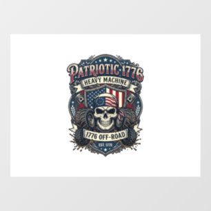 Patriotic 1776 Off Road Skull Monster Truck Heavy Window Cling