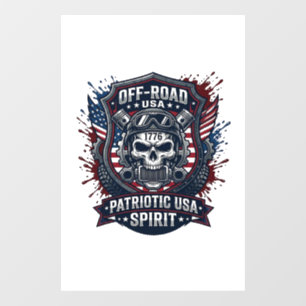 Patriotic 1776 Off Road Skull Monster Truck Heavy Window Cling